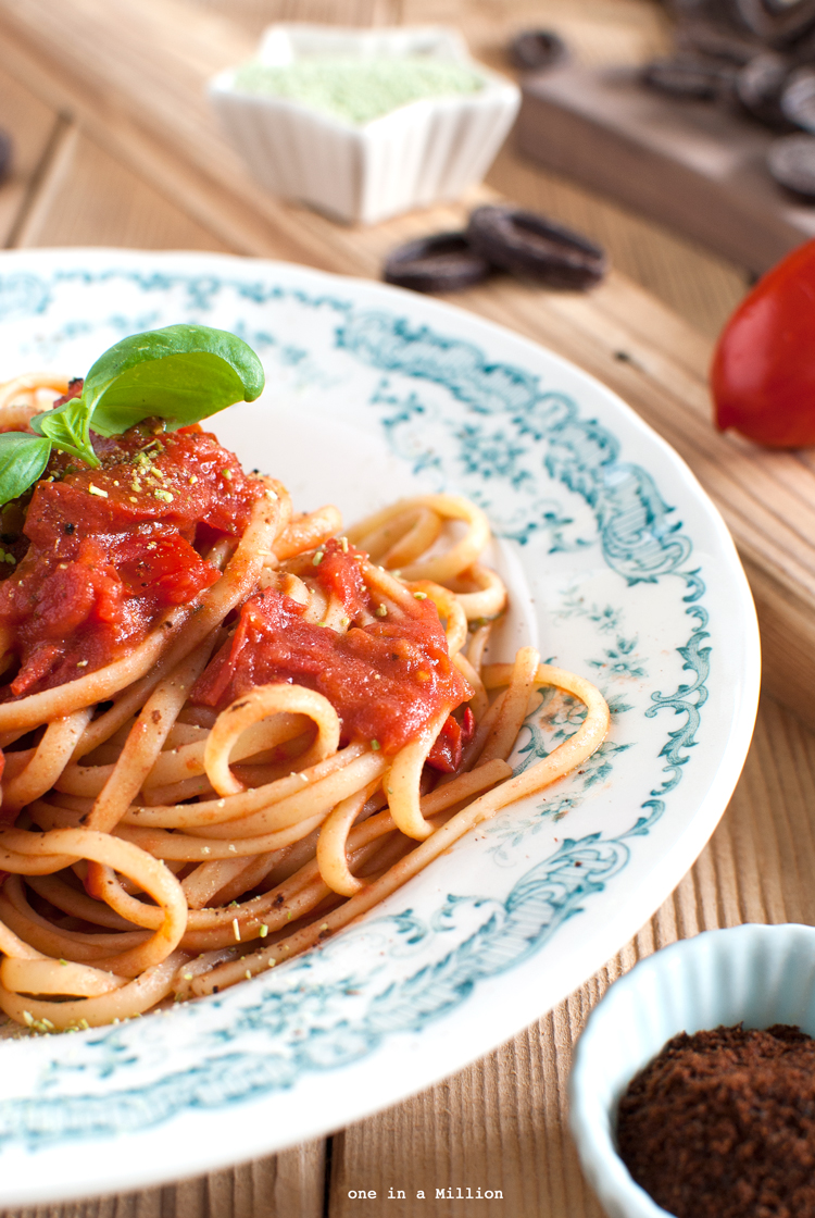 Linguine, pasta al pomodoro, sugo, basilico, cioccolato, pomodoro, sedano polvere, chiodi garofano, essiccato, essiccatore, cottura veloce